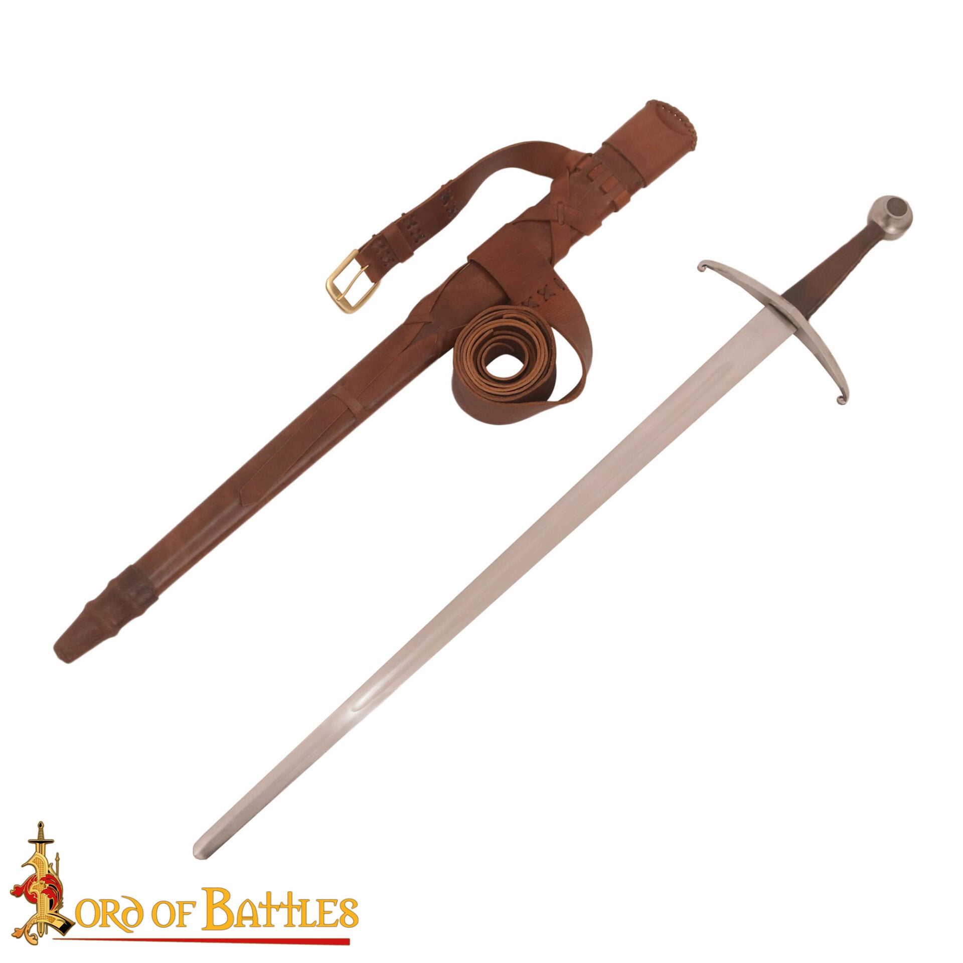 Espada Medieval Gótica de Caballero Forjada a Mano con Vaina de Cuero - Imagen 4