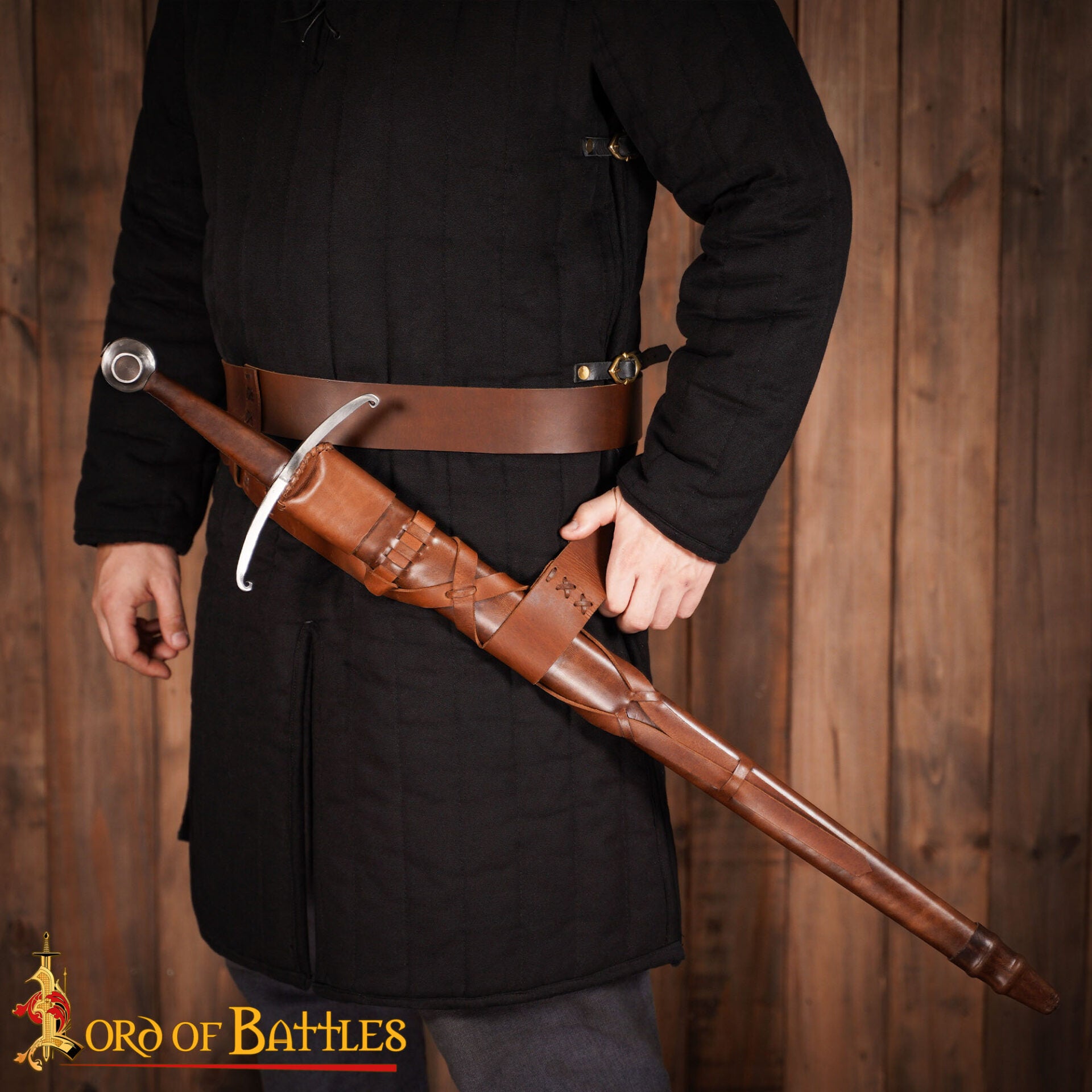 Espada Medieval Gótica de Caballero Forjada a Mano con Vaina de Cuero - Imagen 6