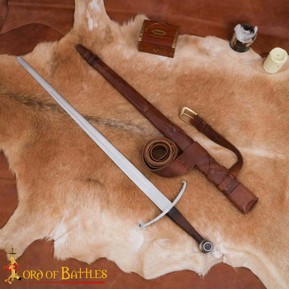 Espada Medieval Gótica de Caballero Forjada a Mano con Vaina de Cuero - Imagen 1
