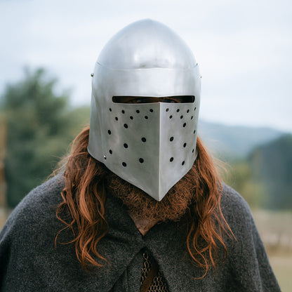 Casco de Caballero Bascinet del Siglo Xiv con Forro Acolchado de Protección - Imagen 8