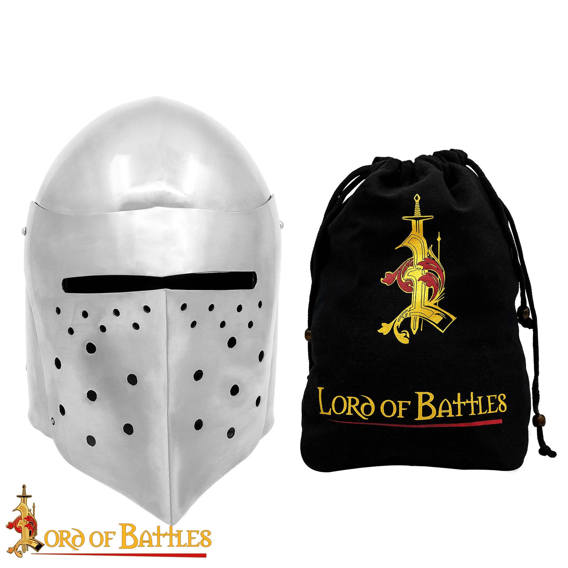Casco de Caballero Bascinet del Siglo Xiv con Forro Acolchado de Protección - Imagen 4