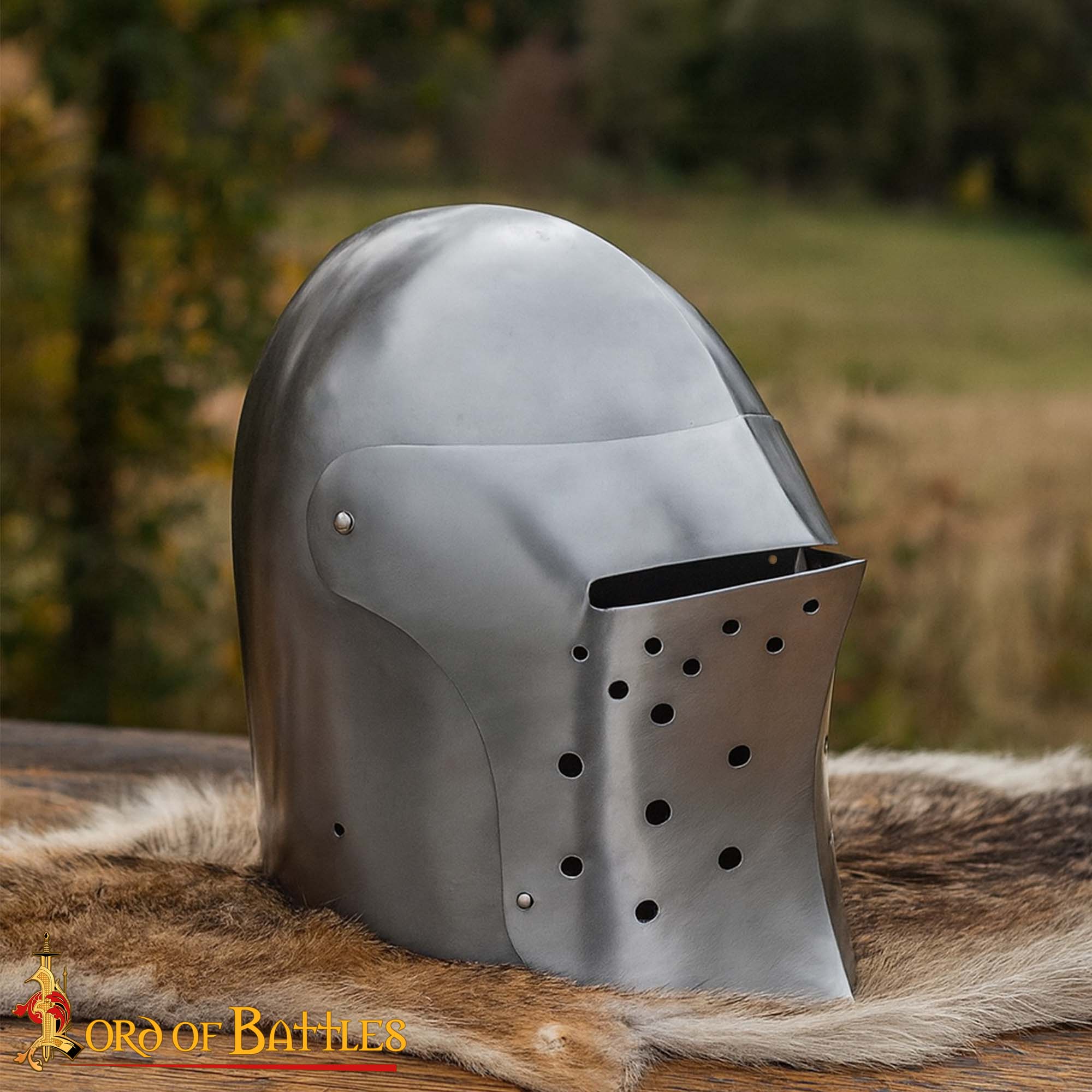 Casco de Caballero Bascinet del Siglo Xiv con Forro Acolchado de Protección - Imagen 7