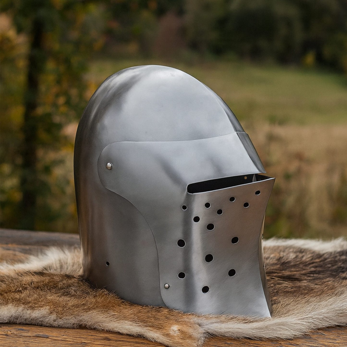 Casco de Caballero Bascinet del Siglo Xiv con Forro Acolchado de Protección - Imagen 13