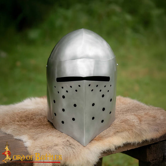 Casco de Caballero Bascinet del Siglo Xiv con Forro Acolchado de Protección - Imagen 1
