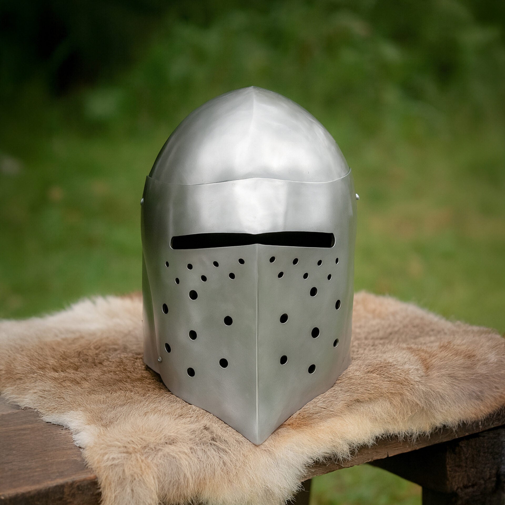 Casco de Caballero Bascinet del Siglo Xiv con Forro Acolchado de Protección - Imagen 14