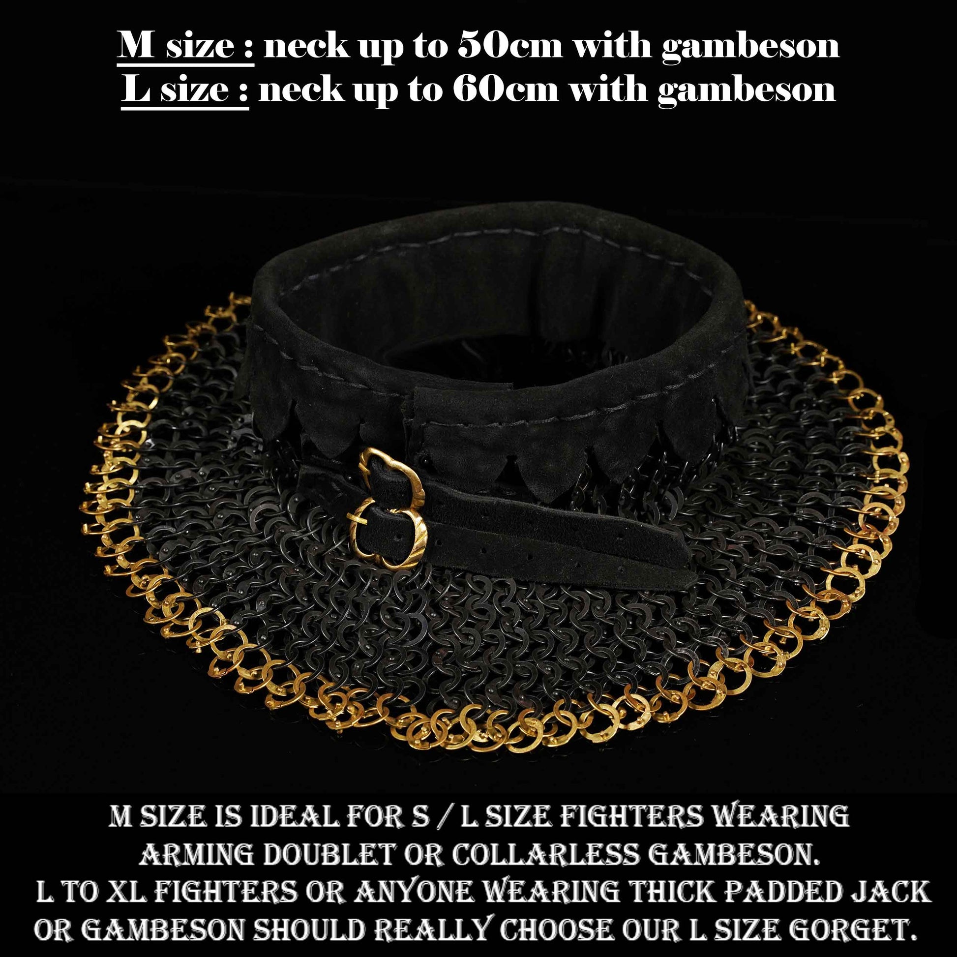 Chainmail Standard "the Black Knight Gorget" - 9mm Flat Ring Round Rivets With Sturdy Red Padded Lining And Solid Brass Closing System - Mild Steel - Ideal For Stage Combat & Reenactments - Padded Lining - Imagen 3