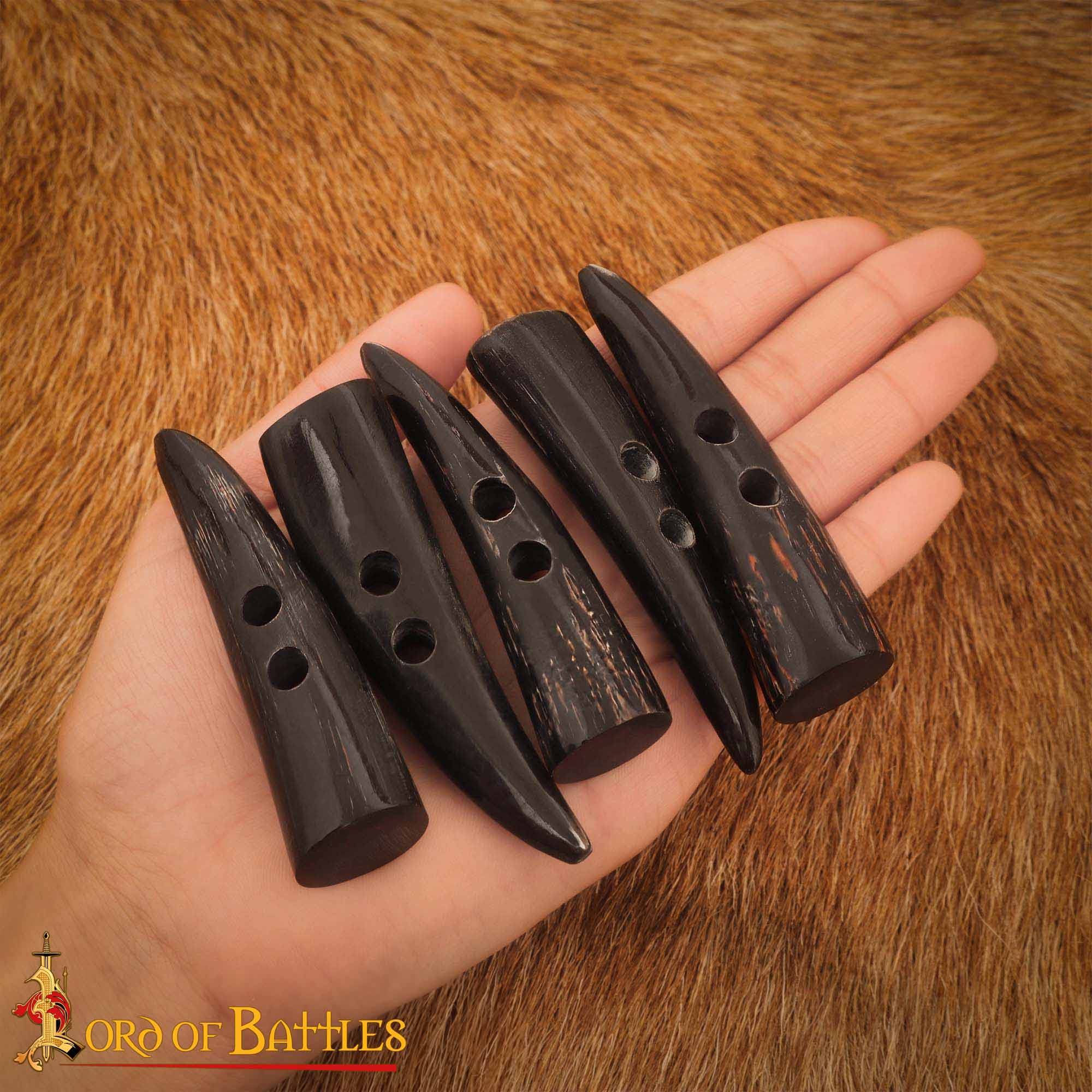 Toggles Medievales Vikingos de Cuerno de Buey - Juego de 5 Cierres Artesanales de Cuerno Natural - Imagen 2