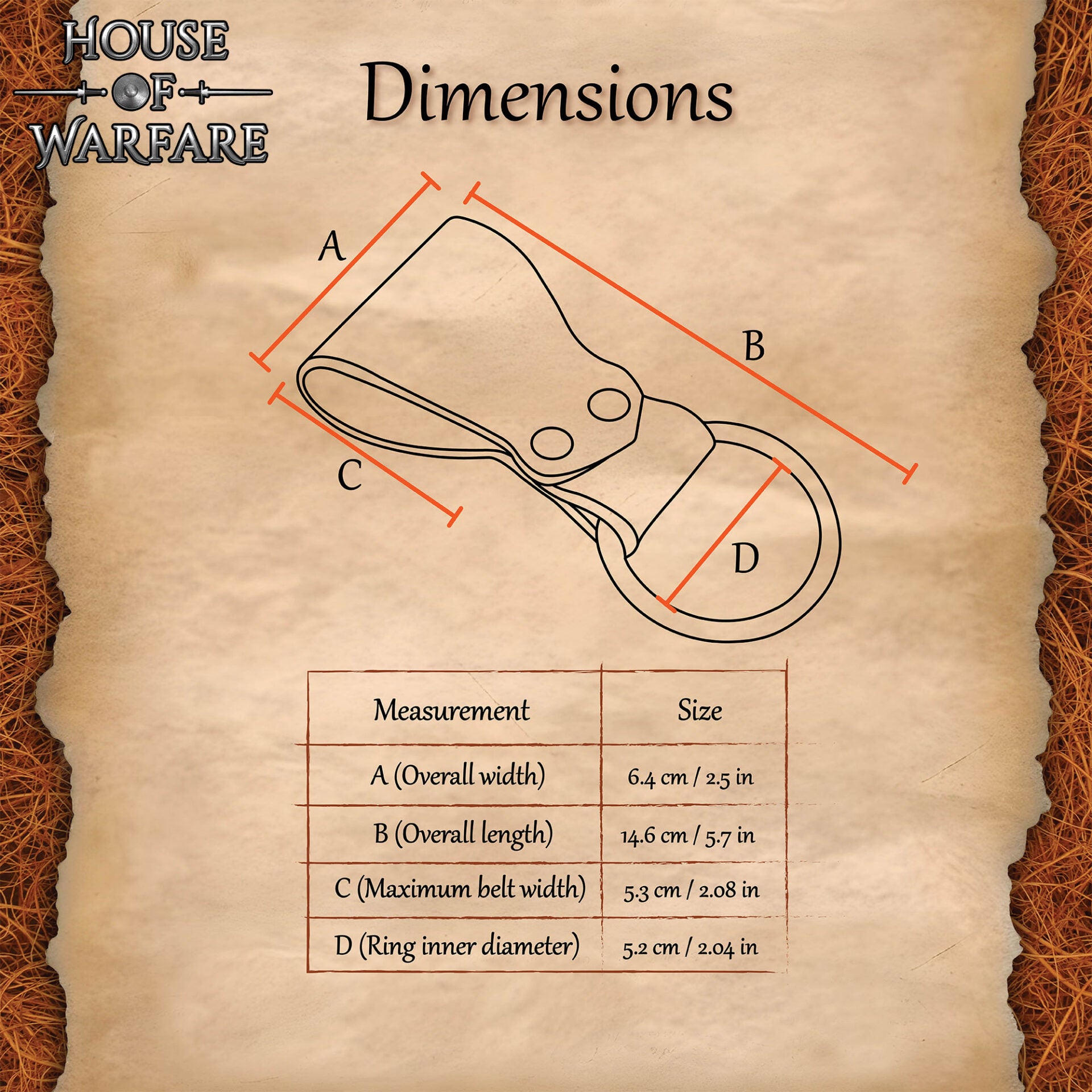Rana Medieval de Cuero para Hacha con Anilla de Acero - Cinturón Marrón para Hachas y Herramientas - Imagen 3