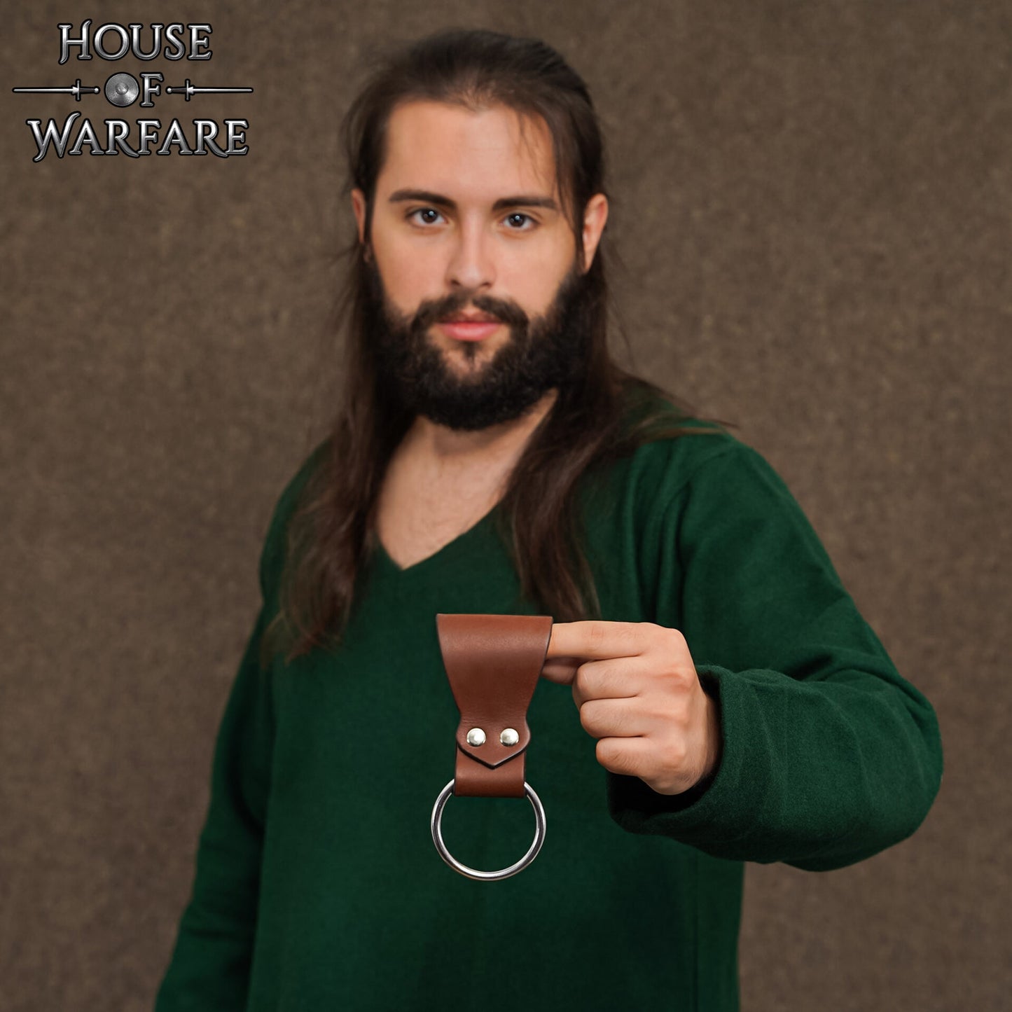 Rana Medieval de Cuero para Hacha con Anilla de Acero - Cinturón Marrón para Hachas y Herramientas - Imagen 6