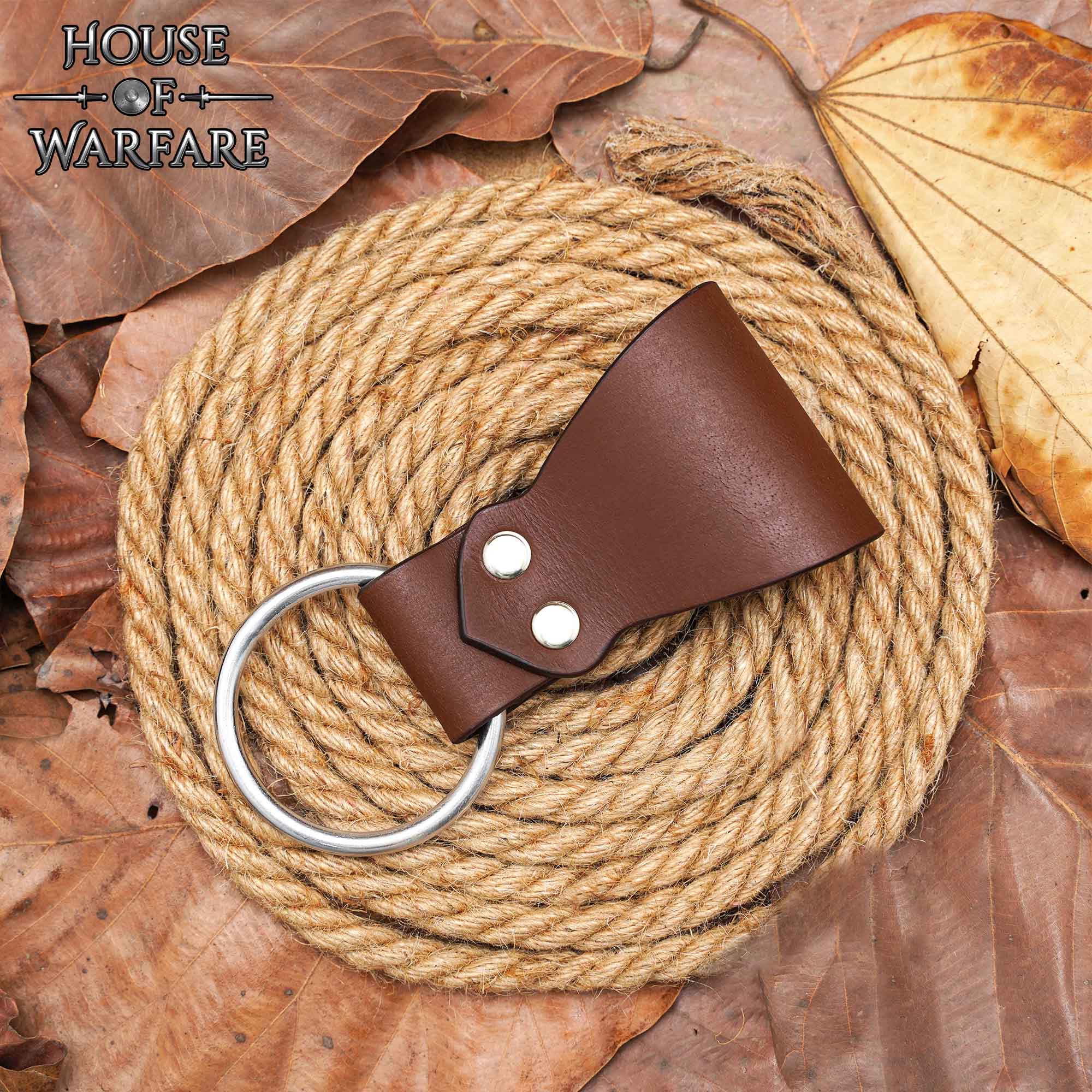 Rana Medieval de Cuero para Hacha con Anilla de Acero - Cinturón Marrón para Hachas y Herramientas - Imagen 7