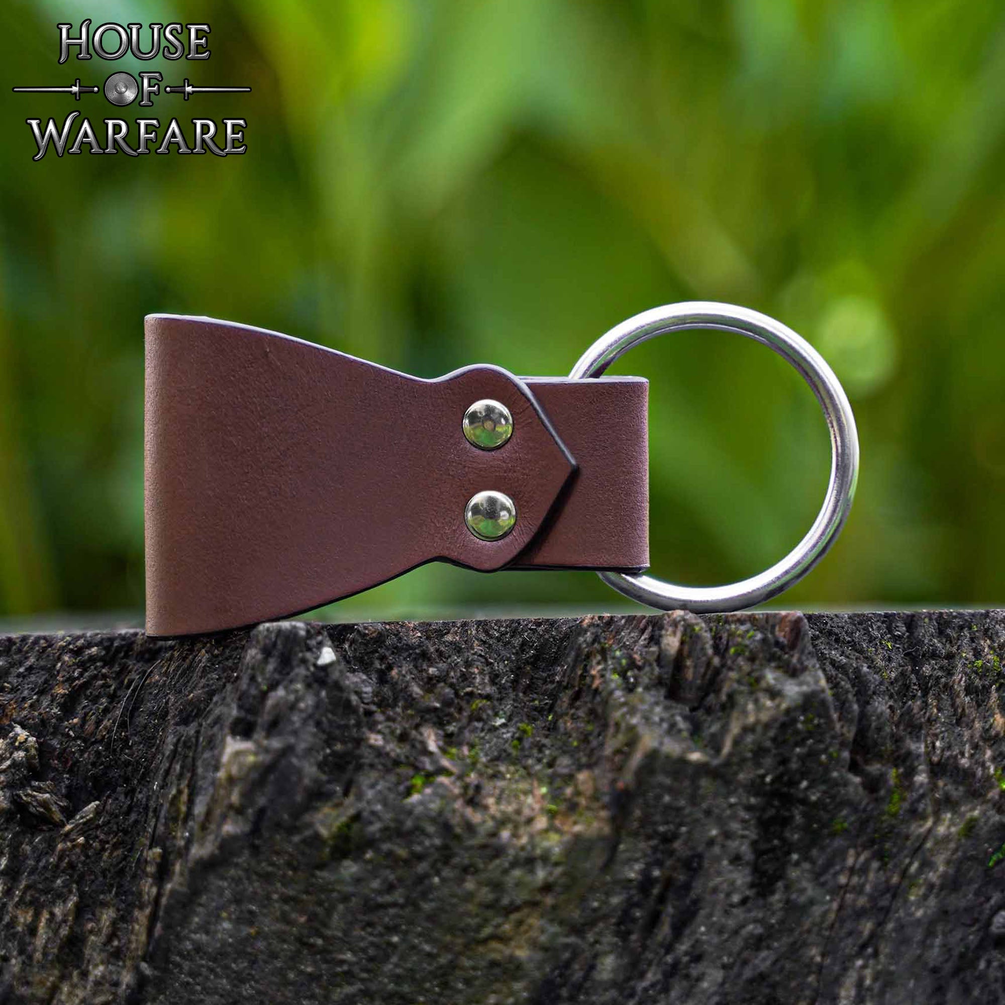 Rana Medieval de Cuero para Hacha con Anilla de Acero - Cinturón Marrón para Hachas y Herramientas - Imagen 8