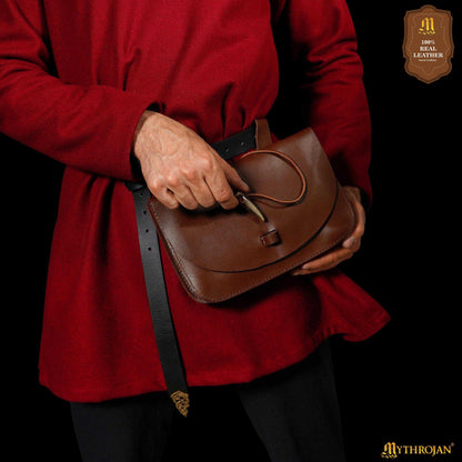 Mythical Venture Medieval Leather Bag - Full Grain Brown Bolsa para Larp y Temas Medievales - Imagen 3