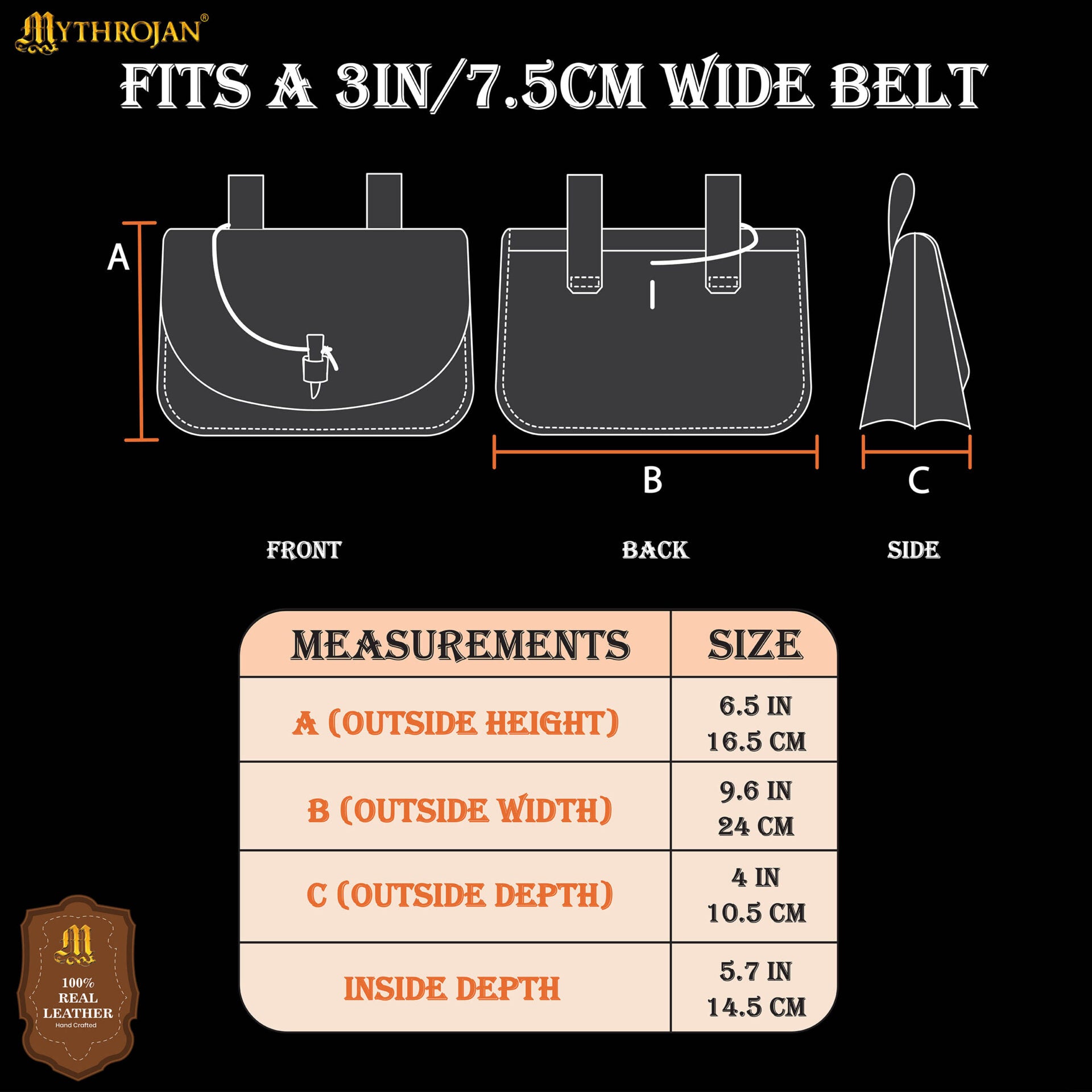 Mythical Venture Medieval Leather Bag - Full Grain Brown Bolsa para Larp y Temas Medievales - Imagen 2