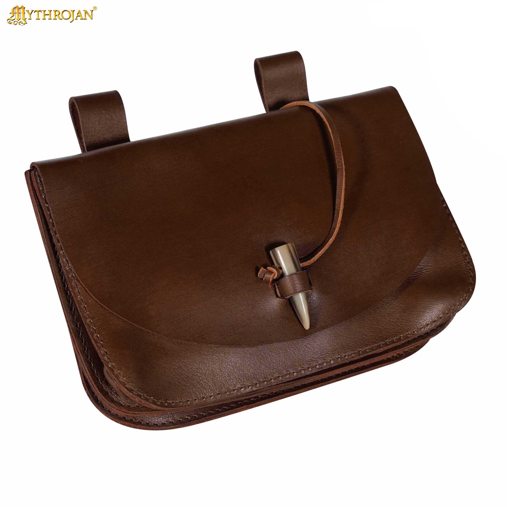 Mythical Venture Medieval Leather Bag - Full Grain Brown Bolsa para Larp y Temas Medievales - Imagen 4