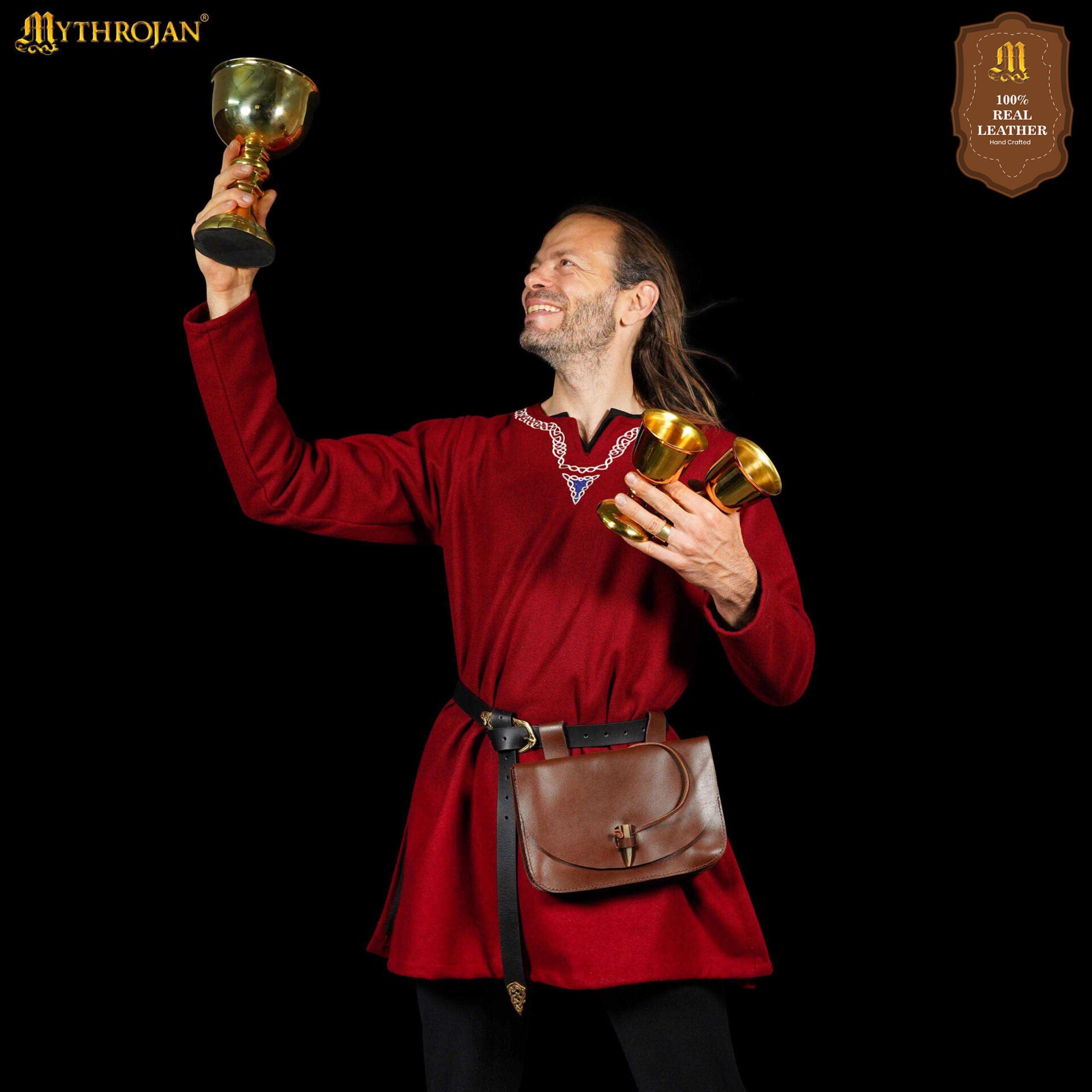Mythical Venture Medieval Leather Bag - Full Grain Brown Bolsa para Larp y Temas Medievales - Imagen 5