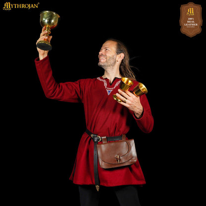 Mythical Venture Medieval Leather Bag - Full Grain Brown Bolsa para Larp y Temas Medievales - Imagen 5
