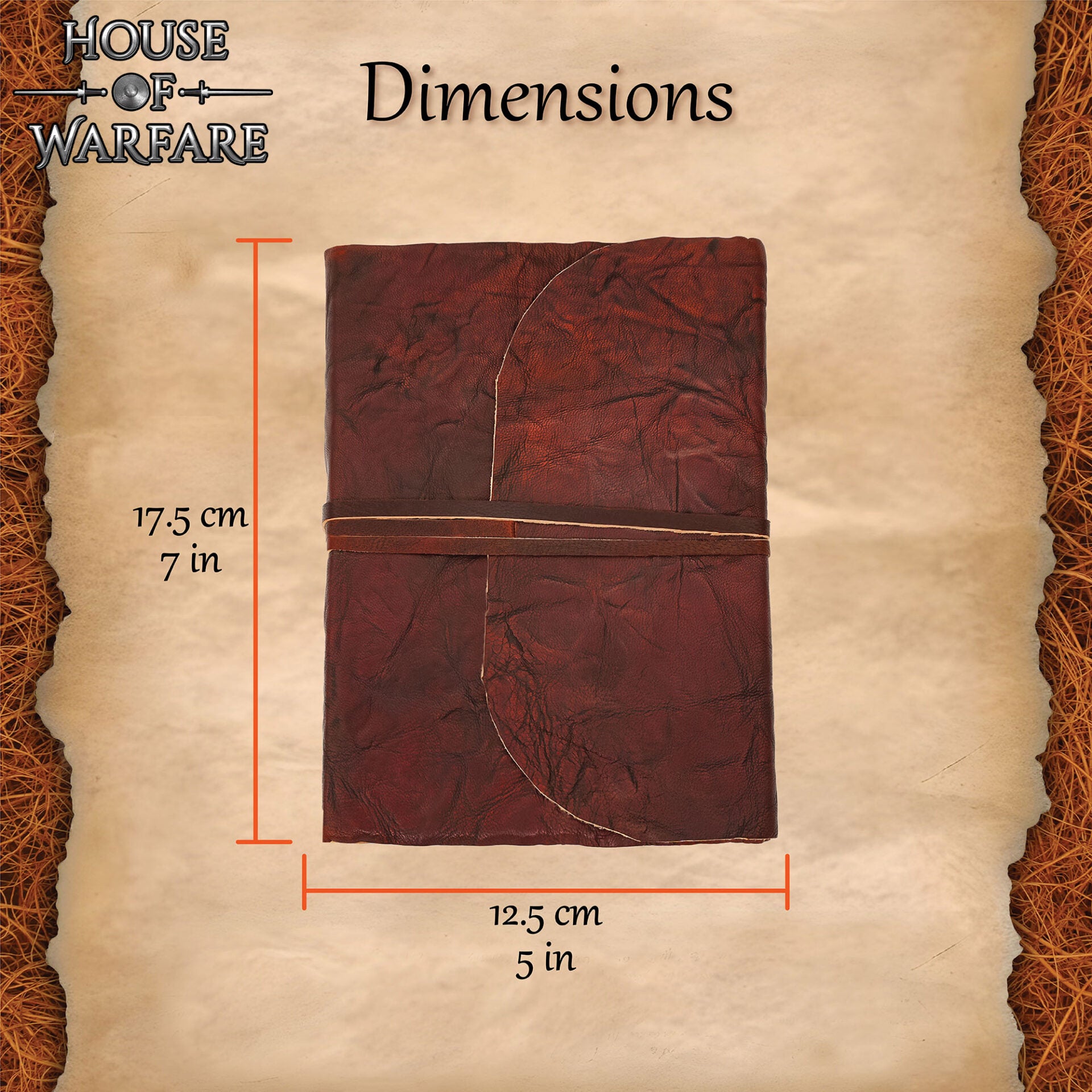 Diario Medieval de Cuero Rústico - Diario Artesanal de 7" X 5" con Cierre Envolvente - Imagen 3