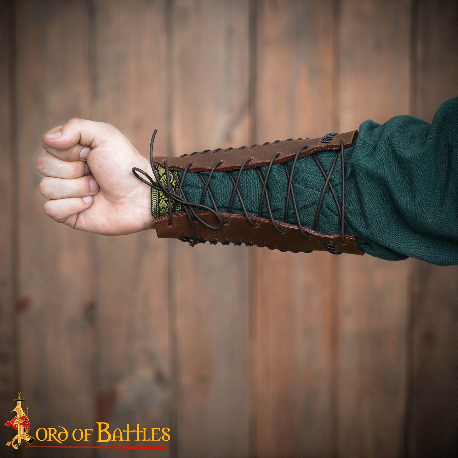 Brazales de Cuero Marrón y Cota de Malla - Guardabrazos Artesanales - Par de Brazaletes Protectores Medievales - Imagen 8