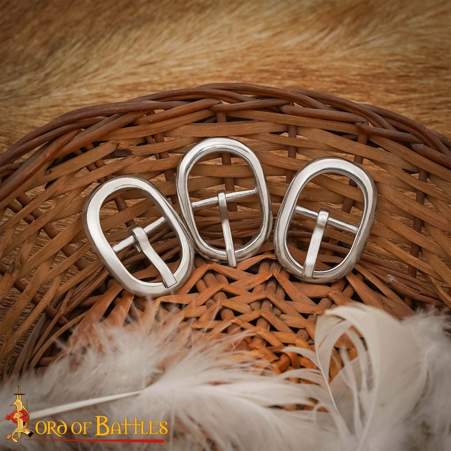 Hebillas Ovaladas Niqueladas de Inspiración Medieval - Juego de 3 Hebillas de Acero Acabadas a Mano - Imagen 5