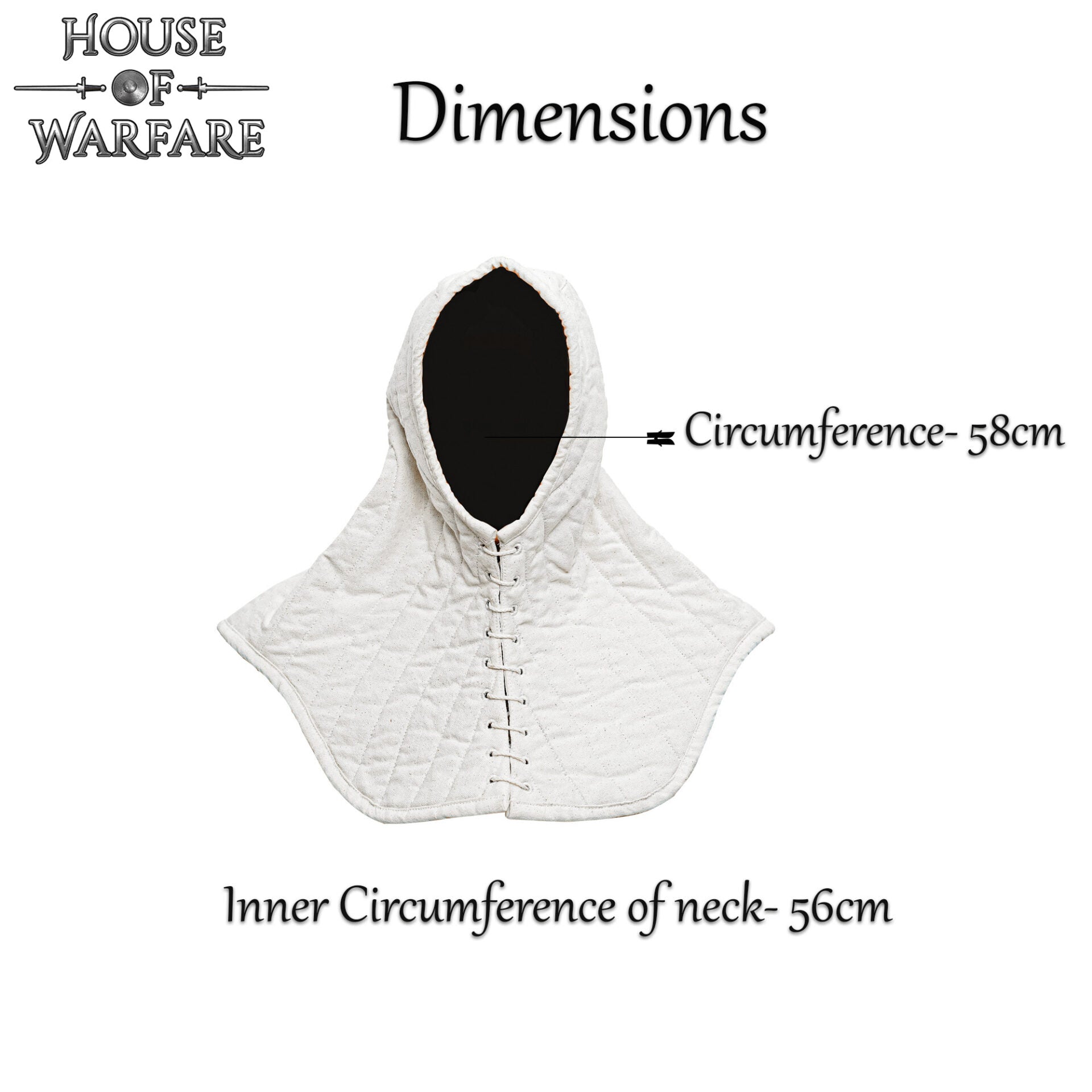 Cuello Acolchado de Lona de Algodón con Capucha - Gorro Acolchado Crudo para Casco Medieval Acolchado - Imagen 3