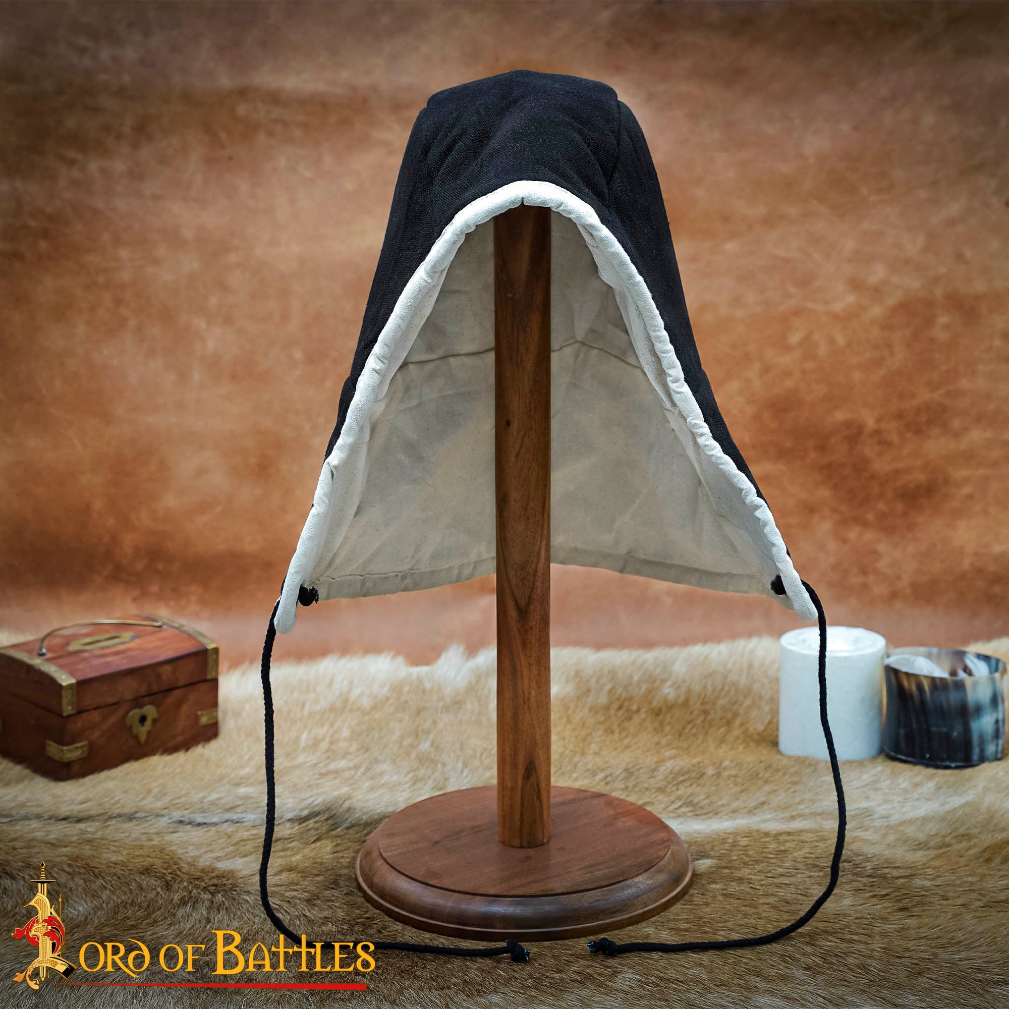 Gorra Acolchada Medieval - Forro de Casco Acolchado Negro - Imagen 8