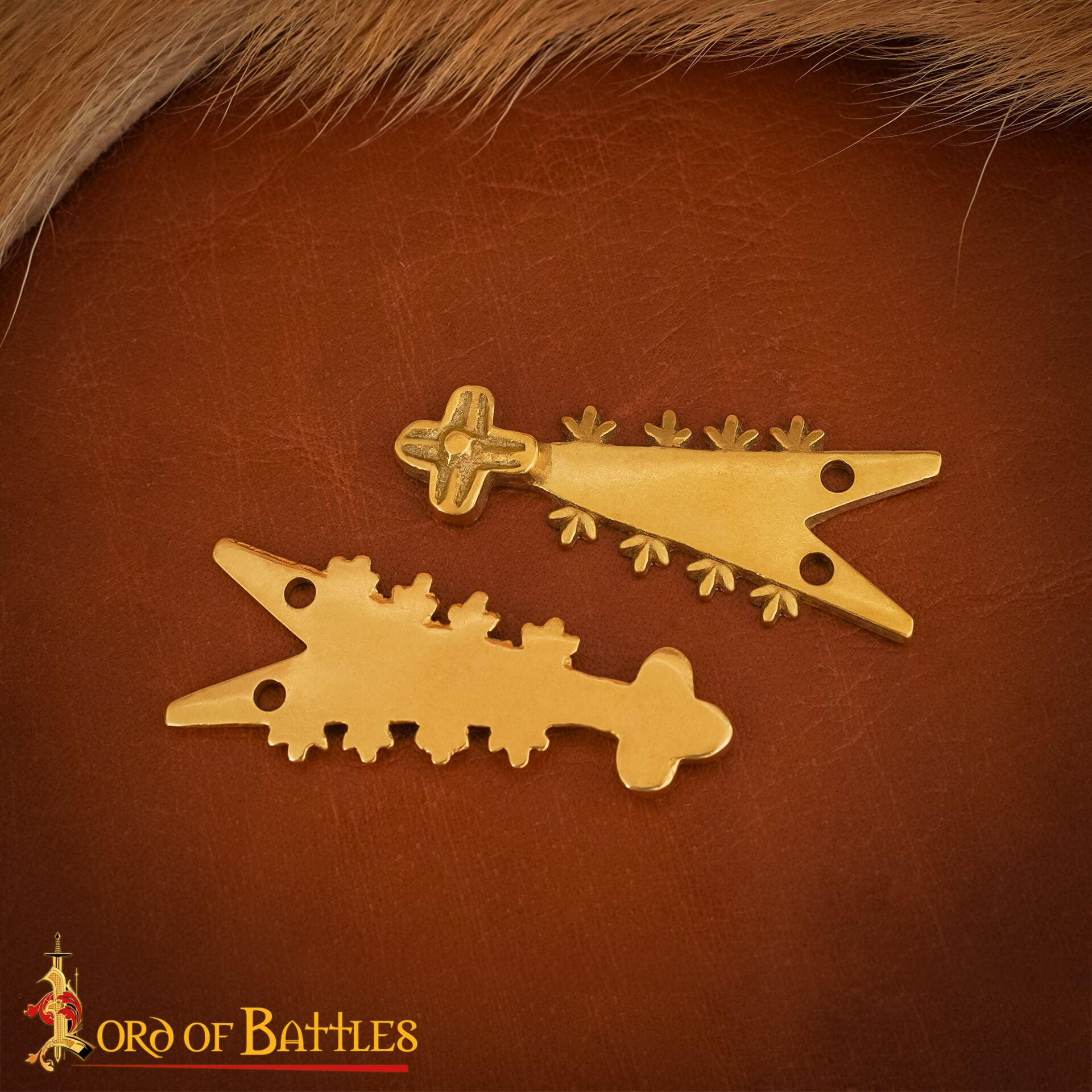 Extremo de Cinturón de Latón - Chape Estilo Renacentista - Imagen 2