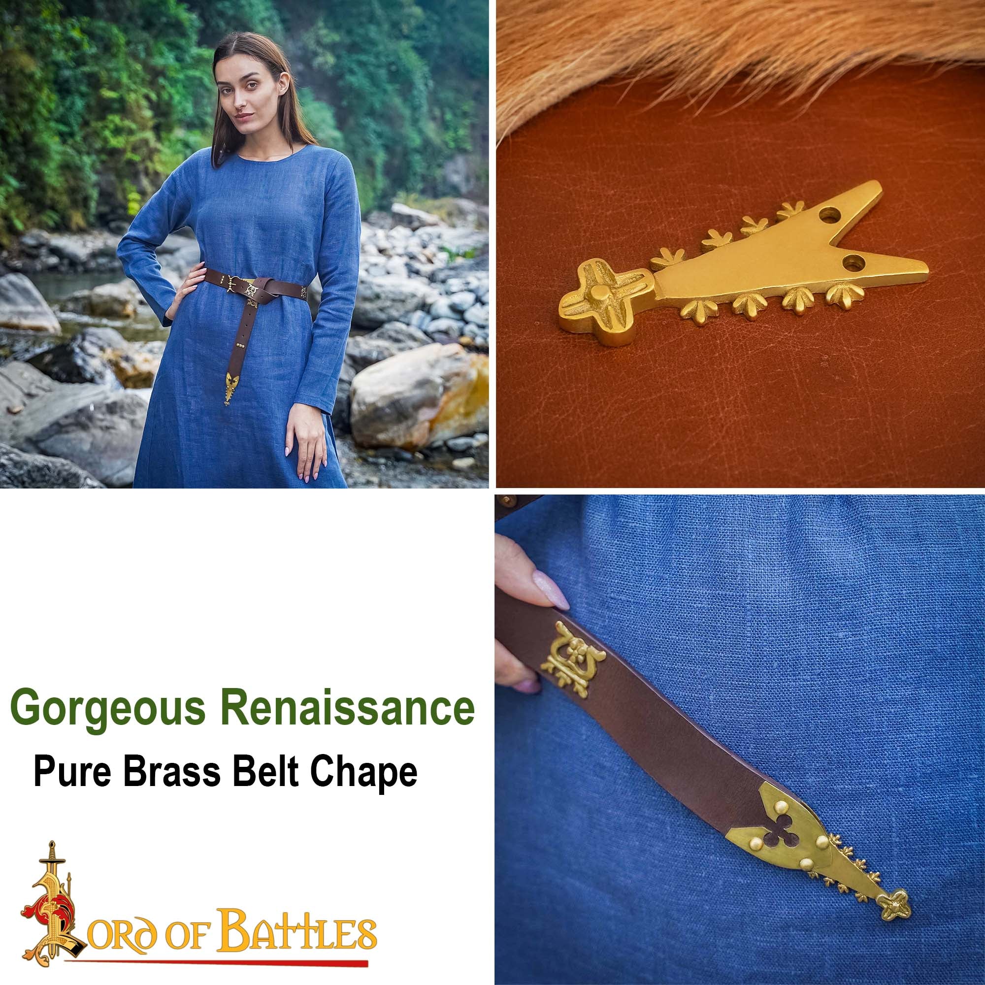 Extremo de Cinturón de Latón - Chape Estilo Renacentista - Imagen 7