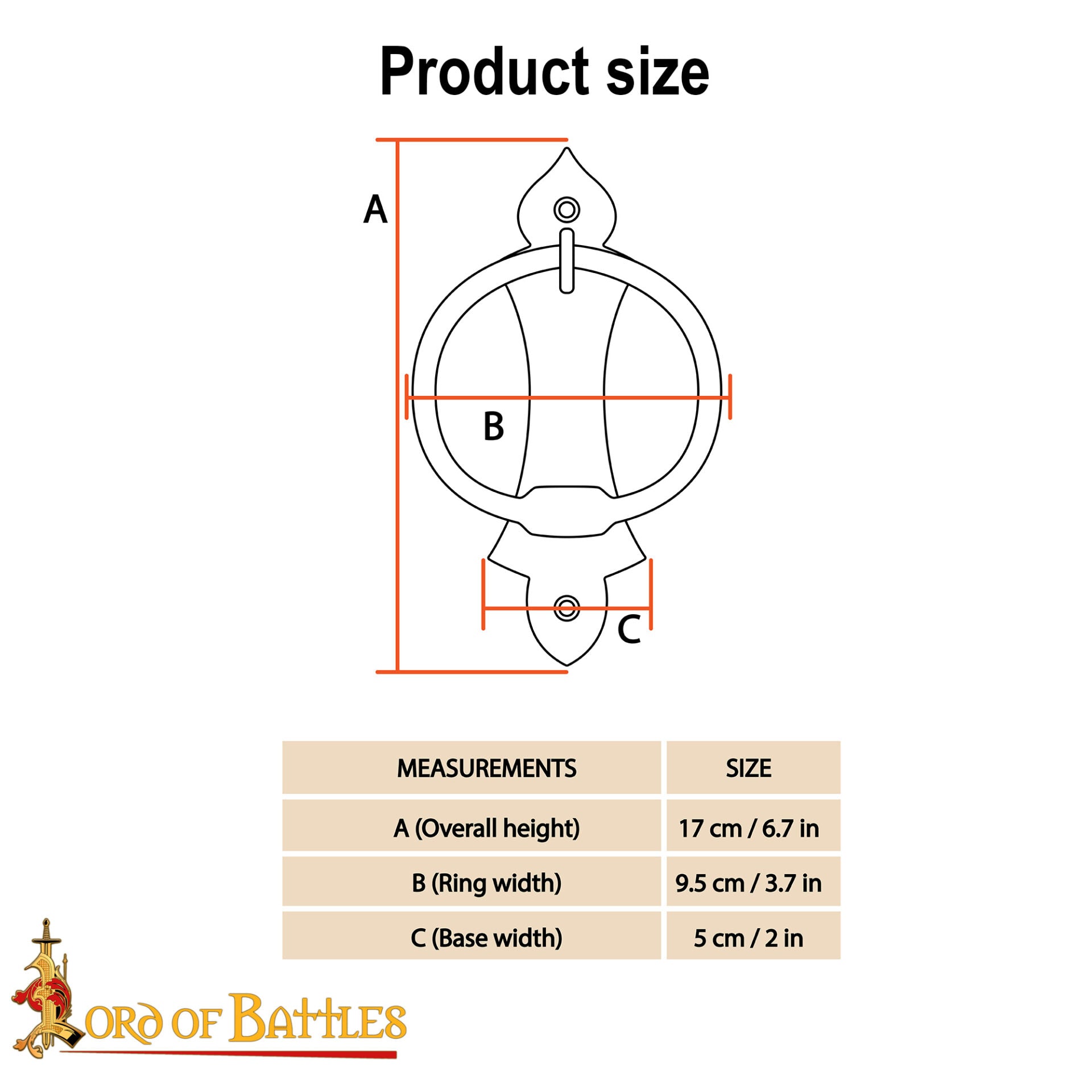 Aldaba Medieval de Hierro Forjada a Mano - Gótica - Imagen 3