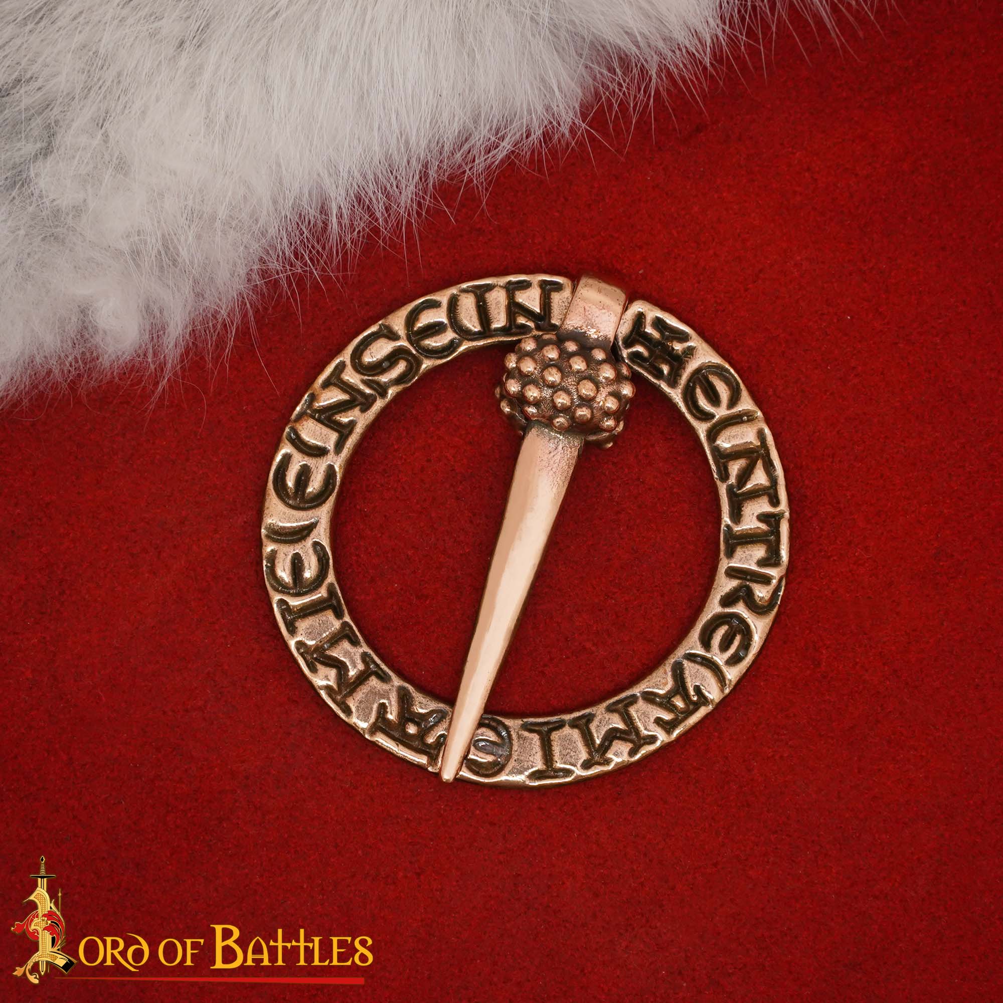 Broche Medieval de Bronce con Anillo Fundido a la Cera Perdida Diseño Inscrito - Imagen 7