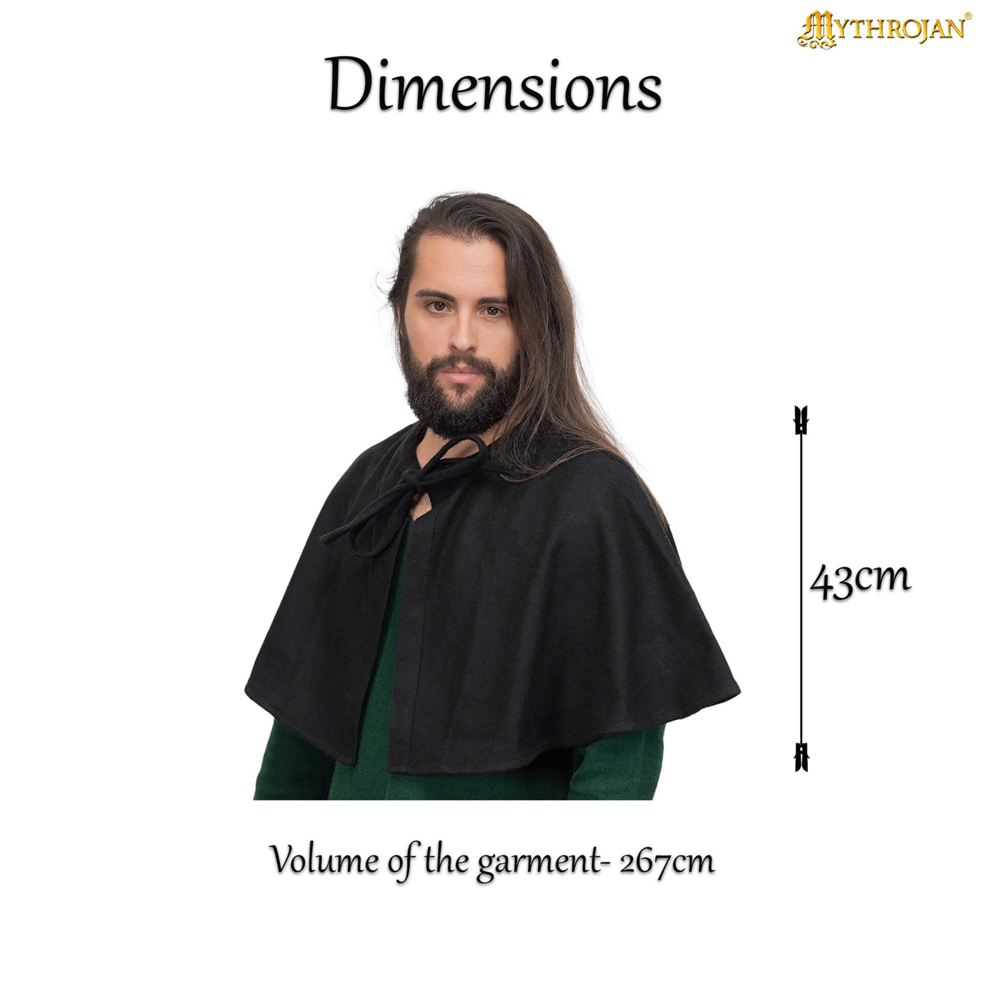 Capa Medieval Corta de Lana Capa de Hombro para Larp, Teatro, Escena y Disfraz Renacentista - Imagen 3