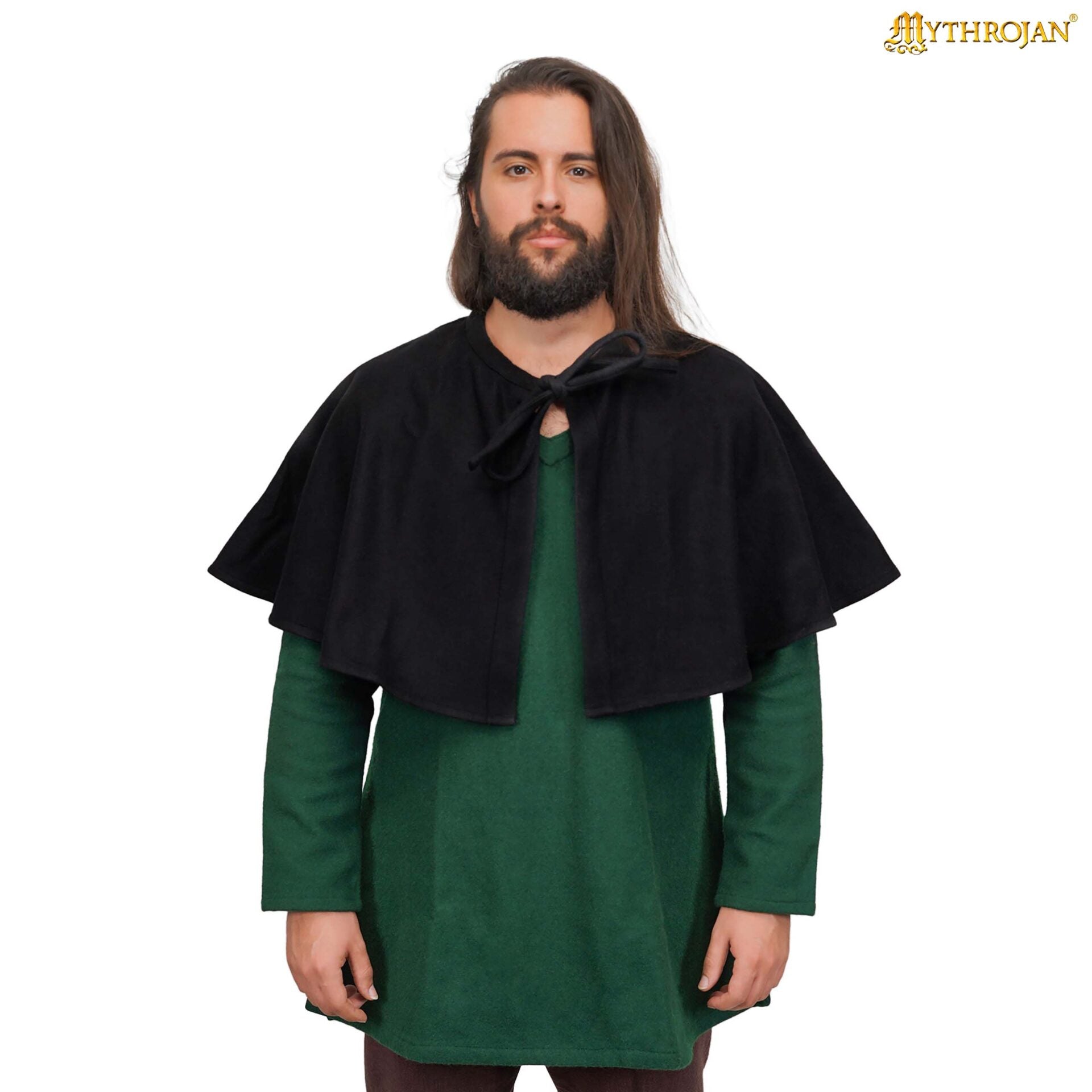 Capa Medieval Corta de Lana Capa de Hombro para Larp, Teatro, Escena y Disfraz Renacentista - Imagen 4
