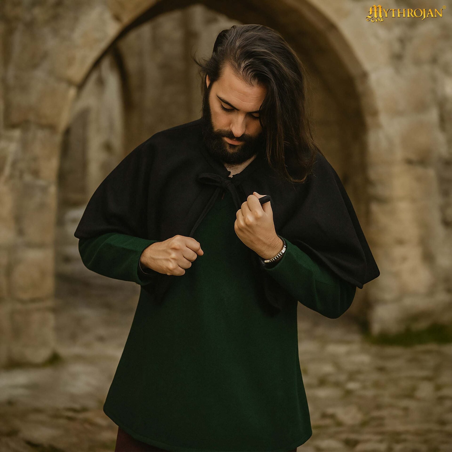 Capa Medieval Corta de Lana Capa de Hombro para Larp, Teatro, Escena y Disfraz Renacentista - Imagen 7