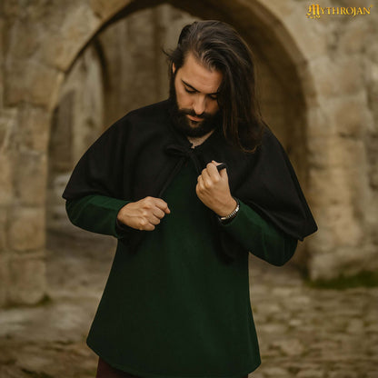 Capa Medieval Corta de Lana Capa de Hombro para Larp, Teatro, Escena y Disfraz Renacentista - Imagen 7