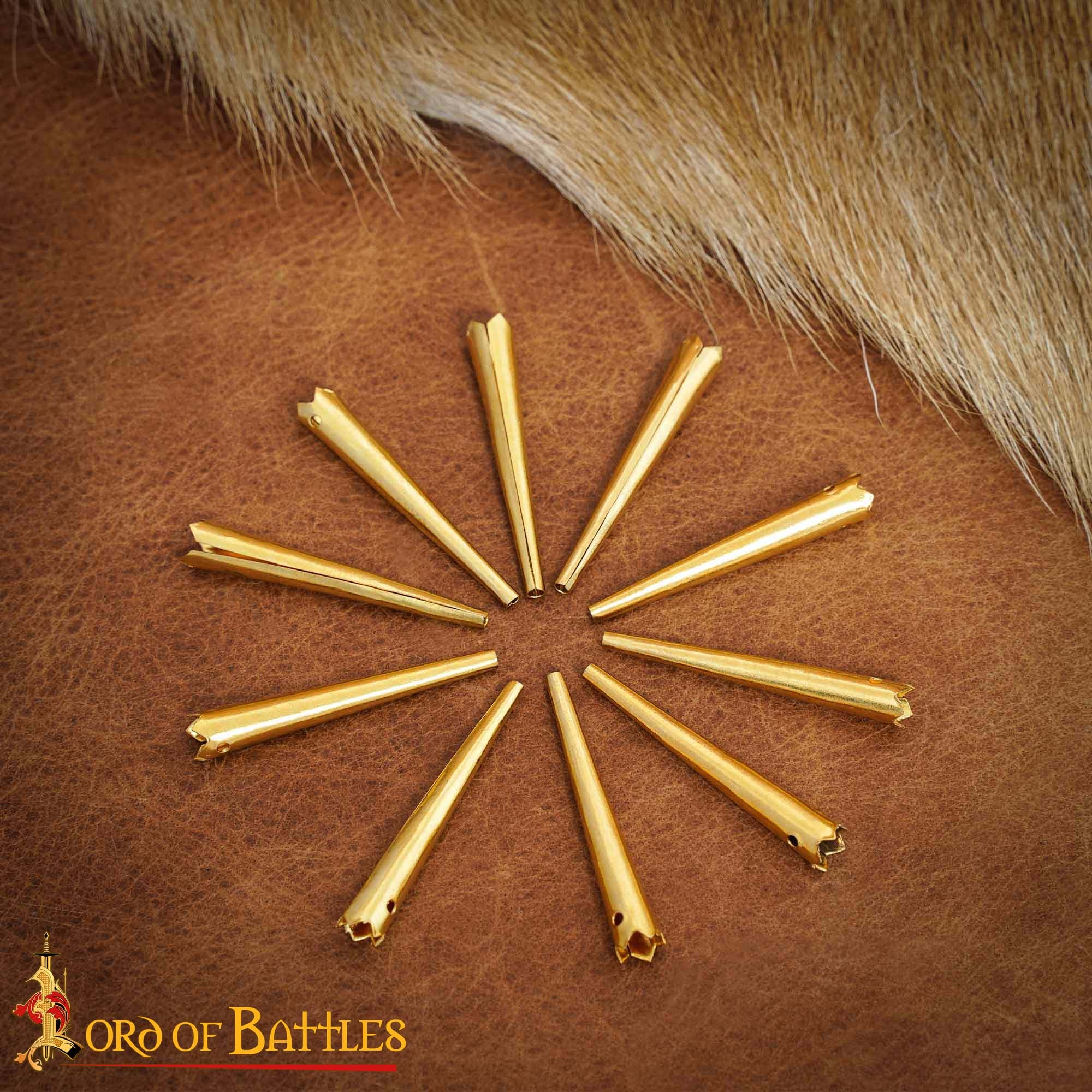 Juego de 10 Puntas de Lazo de Latón Macizo para Trajes Históricos y Artesanía en Cuero - Imagen 1