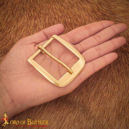 Hebilla Medieval de Latón para Cinturón - Marco Ancho para Marroquinería Histórica - Imagen 1