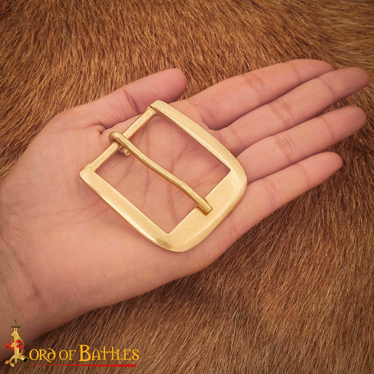 Hebilla Medieval de Latón para Cinturón - Marco Ancho para Marroquinería Histórica - Imagen 1