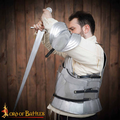 Codera Alemana del Siglo Xv Tipo a - Juego de Coderas de Acero Pulido de Calibre 18 - Protección Medieval - Imagen 2