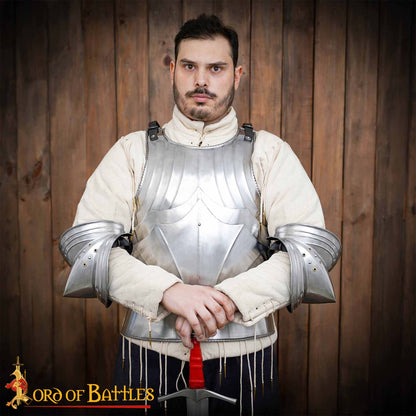 Codera Alemana del Siglo Xv Tipo a - Juego de Coderas de Acero Pulido de Calibre 18 - Protección Medieval - Imagen 5