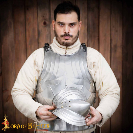 Codera Alemana del Siglo Xv Tipo a - Juego de Coderas de Acero Pulido de Calibre 18 - Protección Medieval - Imagen 1