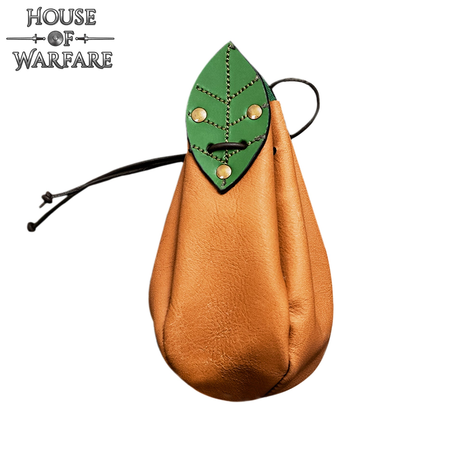 Funda Medieval de Cuero para Cinturón con Detalles de Hojas - Funda de Cordón Marrón Claro para Monedas y Accesorios - Imagen 4