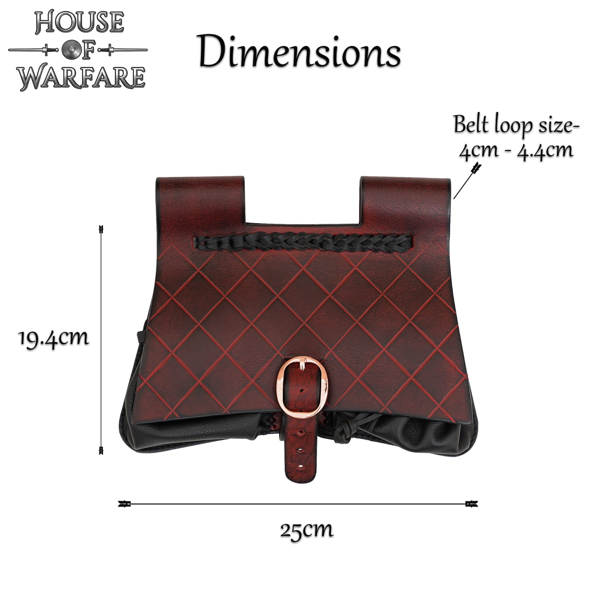 Riñonera Medieval de Cuero - Bolsa Negra y Granate Hecha a Mano con Múltiples Compartimentos Interiores - Imagen 3
