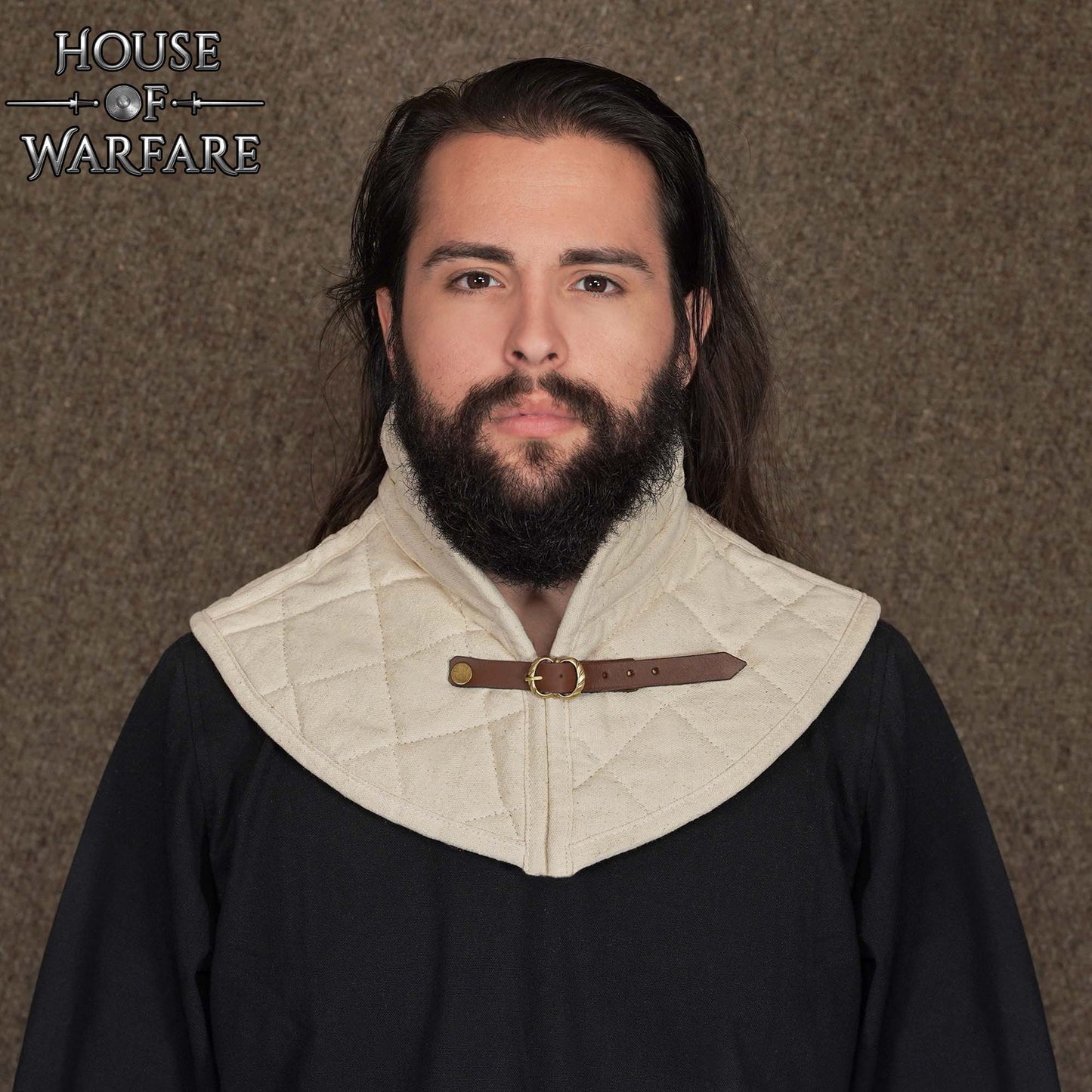 Cuello de Gambesón Medieval Acolchado con Relleno de Algodón y Hebilla de Cuero - Imagen 2