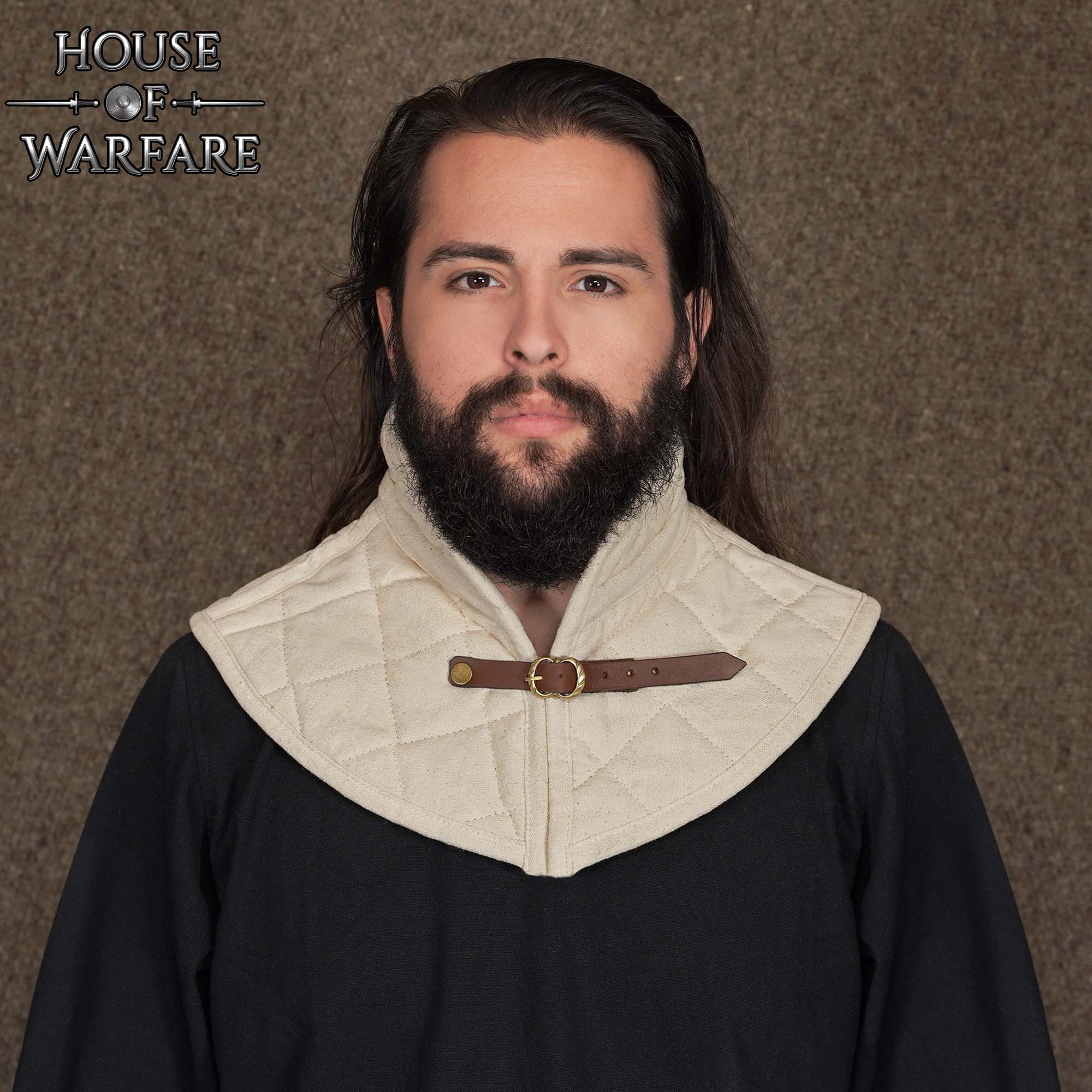 Cuello de Gambesón Medieval Acolchado con Relleno de Algodón y Hebilla de Cuero - Imagen 2