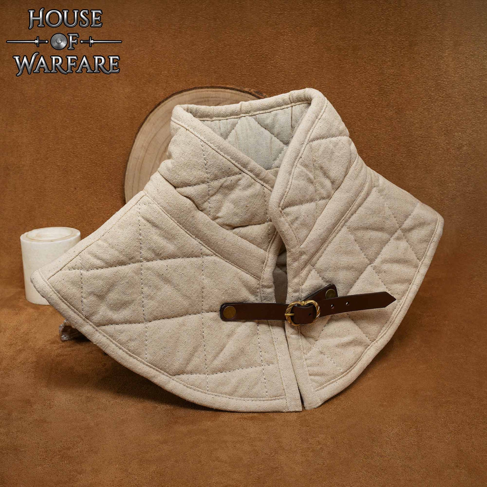 Cuello de Gambesón Medieval Acolchado con Relleno de Algodón y Hebilla de Cuero - Imagen 5