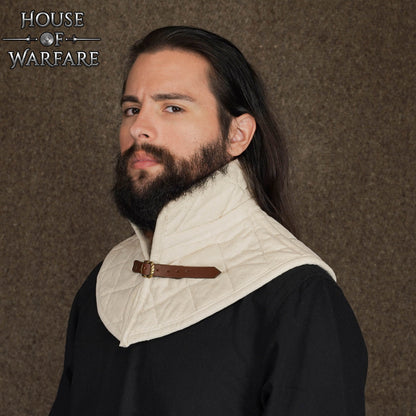 Cuello de Gambesón Medieval Acolchado con Relleno de Algodón y Hebilla de Cuero - Imagen 6