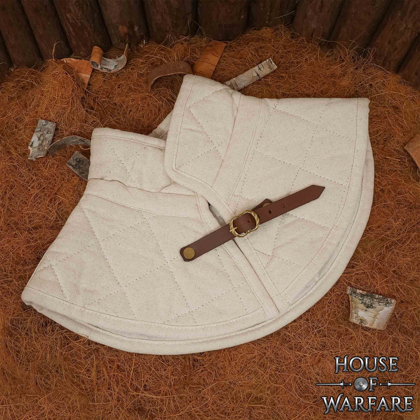 Cuello de Gambesón Medieval Acolchado con Relleno de Algodón y Hebilla de Cuero - Imagen 1