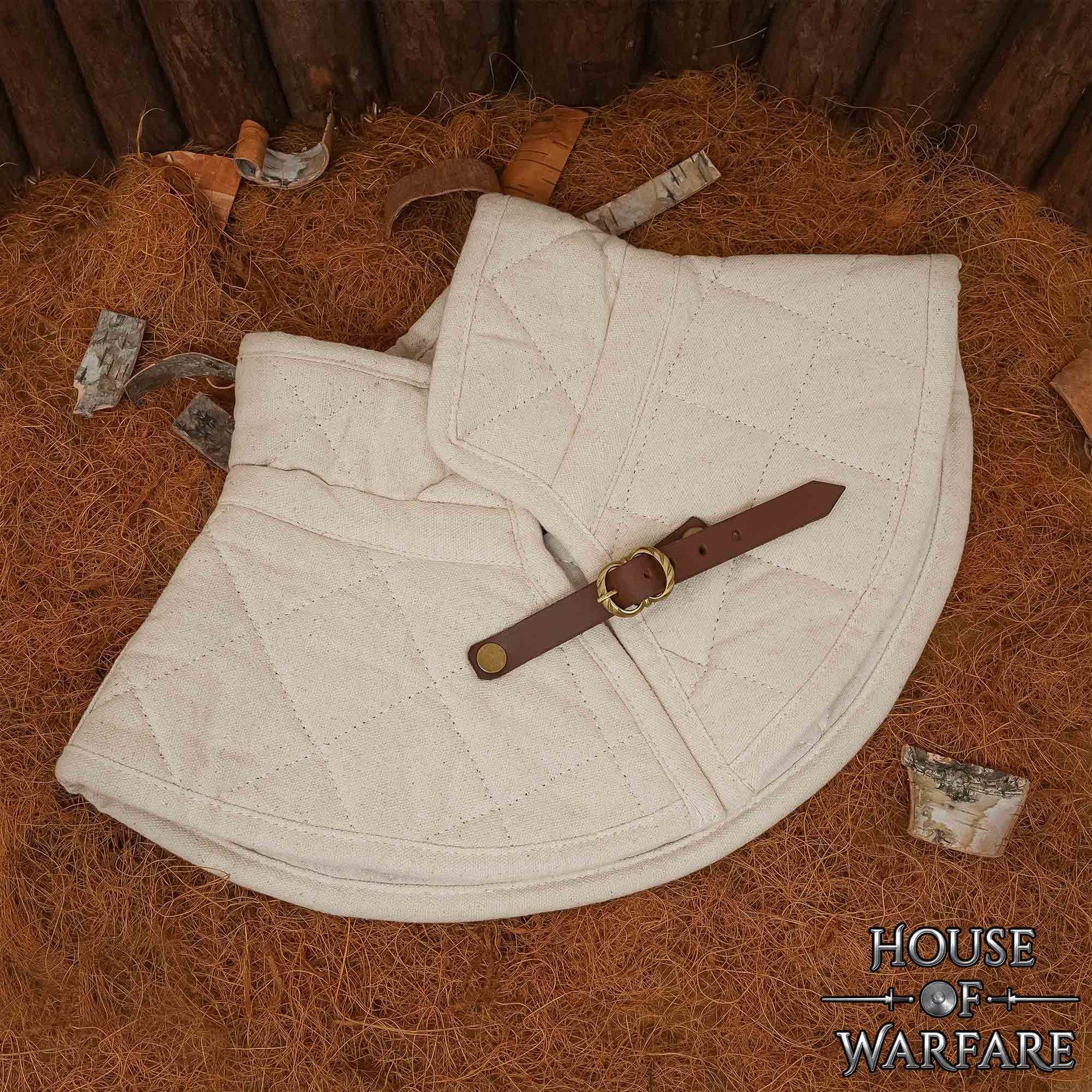 Cuello de Gambesón Medieval Acolchado con Relleno de Algodón y Hebilla de Cuero - Imagen 1