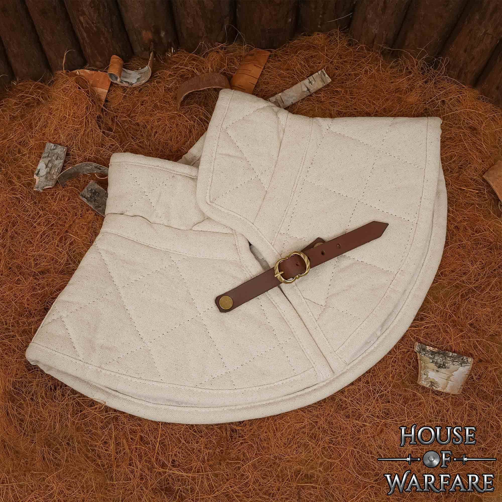 Cuello de Gambesón Medieval Acolchado con Relleno de Algodón y Hebilla de Cuero - Imagen 1