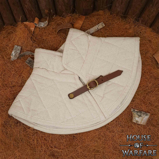 Cuello de Gambesón Medieval Acolchado con Relleno de Algodón y Hebilla de Cuero - Imagen 1