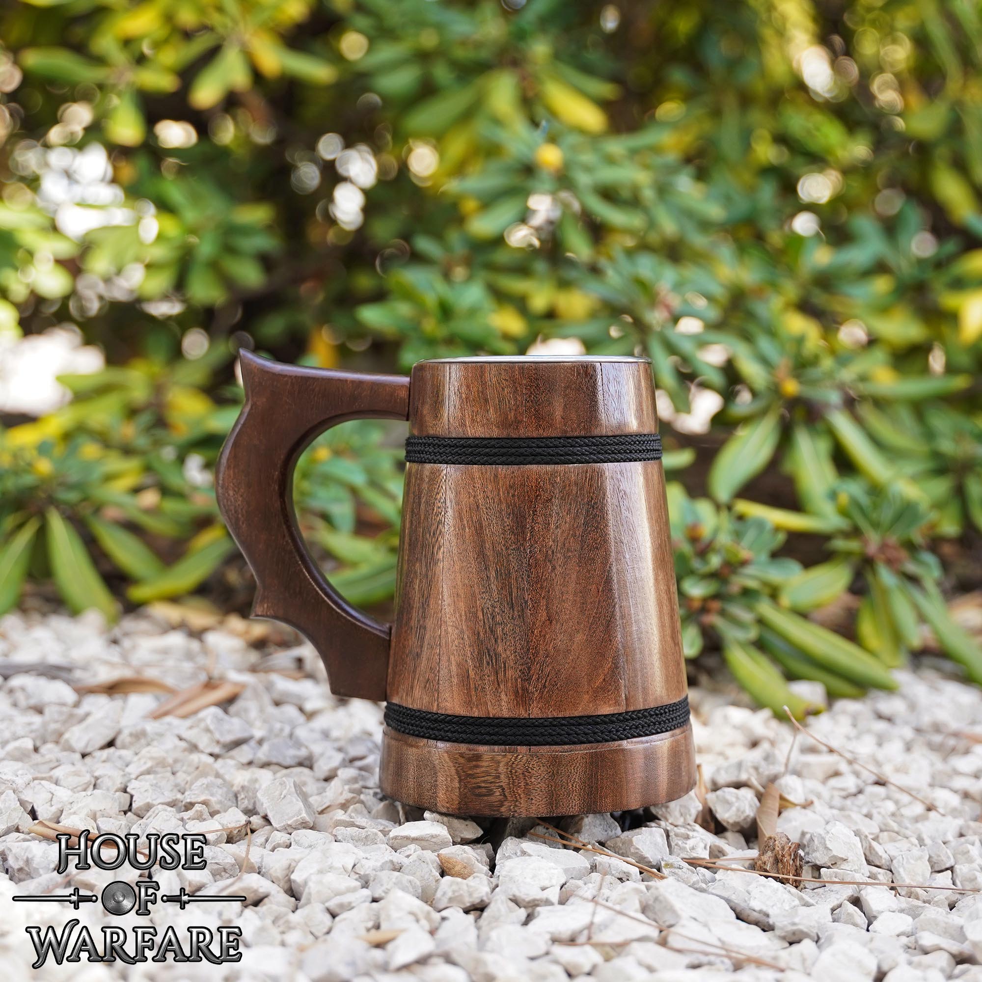 Jarra Vikinga de Madera con Revestimiento de Acero Inoxidable - Acabado Pulido - Imagen 7